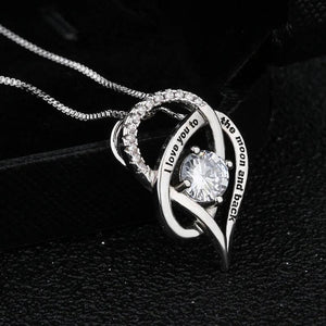 Double Heart Pendant Necklace With 0.3 Crystal - Plata Jewelry