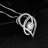 Double Heart Pendant Necklace With 0.3 Crystal - Plata Jewelry