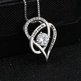 Double Heart Pendant Necklace With 0.3 Crystal - Plata Jewelry
