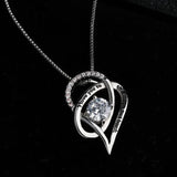 Double Heart Pendant Necklace With 0.3 Crystal - Plata Jewelry