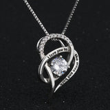 Double Heart Pendant Necklace With 0.3 Crystal - Plata Jewelry