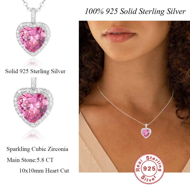 LaVixMia 316 Solid 925 Silver Heart Cut Pendant Necklace