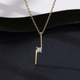 Square CZ Letter Pendant Necklace Sterling Silver Chain