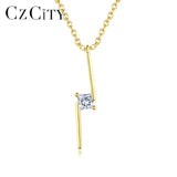 Square CZ Letter Pendant Necklace Sterling Silver Chain