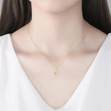 Square CZ Letter Pendant Necklace Sterling Silver Chain