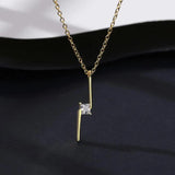 Square CZ Letter Pendant Necklace Sterling Silver Chain