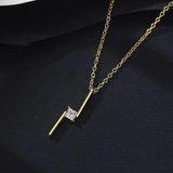 Square CZ Letter Pendant Necklace Sterling Silver Chain