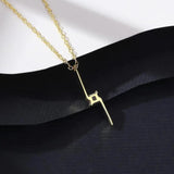 Square CZ Letter Pendant Necklace Sterling Silver Chain