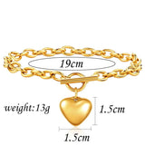 Engrave Letter Charm Bracelet Alphabet Heart Pendant OT Buckle Bangle