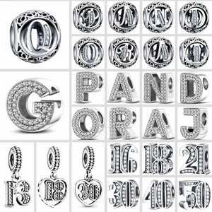 925 Silver A-Z Letter Bead 16 18 Fit Europe Bracelet Women Jewelry
