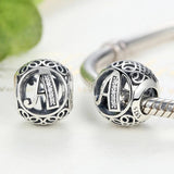 925 Silver A-Z Letter Bead 16 18 Fit Europe Bracelet Women Jewelry