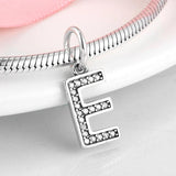 925 Silver Letter A Clear CZ Charms Pendent Bracelet Fit