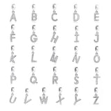 925 Sterling Silver A to Clear CZ 26 Letter Charm Beads