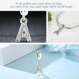 925 Sterling Silver A to Clear CZ 26 Letter Charm Beads
