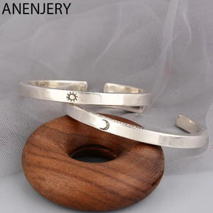Silver Sun Moon Couple Cuff Bracelet Bangles Gift