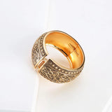 Brass Flower Pattern Bangle Open Wide Bracelet for Women