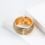 Brass Flower Pattern Bangle Open Wide Bracelet for Women