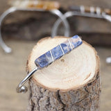 Stone Slice Open Cuff Bangle Wire Wrap Citrines Rose Quartzs
