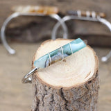 Stone Slice Open Cuff Bangle Wire Wrap Citrines Rose Quartzs