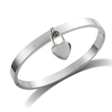 Heart Charm Cuff Bracelets Bangles for Women Stainless Steel Love Heart Pendant