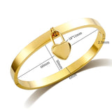 Heart Charm Cuff Bracelets Bangles for Women Stainless Steel Love Heart Pendant