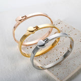Heart Charm Cuff Bracelets Bangles for Women Stainless Steel Love Heart Pendant