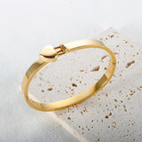 Heart Charm Cuff Bracelets Bangles for Women Stainless Steel Love Heart Pendant