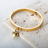 Heart Charm Cuff Bracelets Bangles for Women Stainless Steel Love Heart Pendant