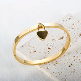 Heart Charm Cuff Bracelets Bangles for Women Stainless Steel Love Heart Pendant