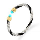 Punk Stainless Steel Bangle Set Mixed Torsion Wire Bracelets