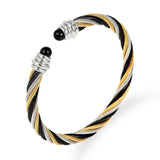 Punk Stainless Steel Bangle Set Mixed Torsion Wire Bracelets