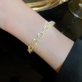 Geometric Chain Open Bangle Zircon Statement Jewellery