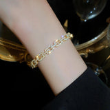 Geometric Chain Open Bangle Zircon Statement Jewellery