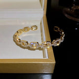 Geometric Chain Open Bangle Zircon Statement Jewellery