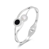 Black/White Shell Roman Numerals Steel Bangles Bracelets Vintage Bangle Jewelry