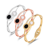 Black/White Shell Roman Numerals Steel Bangles Bracelets Vintage Bangle Jewelry