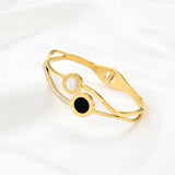 Black/White Shell Roman Numerals Steel Bangles Bracelets Vintage Bangle Jewelry