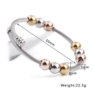 Colorful Beads Cross Stainless Steel Cable Stretch Bracelet for Women