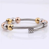 Colorful Beads Cross Stainless Steel Cable Stretch Bracelet for Women