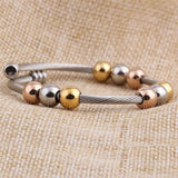 Colorful Beads Cross Stainless Steel Cable Stretch Bracelet for Women