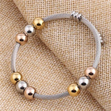 Colorful Beads Cross Stainless Steel Cable Stretch Bracelet for Women