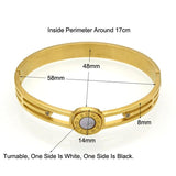 Female Stainless Steel Love Bracelet, White and Black, Turnable