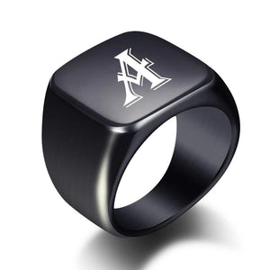 Initial Men Ring Engrave A-Z Alphabet Stainless Steel Signet Blank