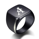 Initial Men Ring Engrave A-Z Alphabet Stainless Steel Signet Blank