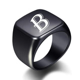 Initial Men Ring Engrave A-Z Alphabet Stainless Steel Signet Blank