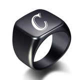 Initial Men Ring Engrave A-Z Alphabet Stainless Steel Signet Blank
