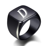 Initial Men Ring Engrave A-Z Alphabet Stainless Steel Signet Blank