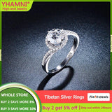 Tibetan Silver Zirconia Wedding Band Anti Allergy Jewelry