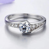 0.75ct Zirconia Ring Women's Party Jewelry Tibetan Silver Wedding Band