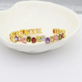 Colorful CZ Rainbow Bangle Bracelet Copper Filled Gift